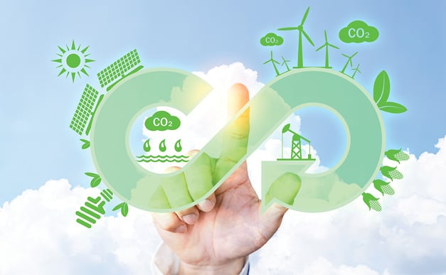 business man touching recycling symbol touch screen green ecofriendly circular economy concept infini 1131